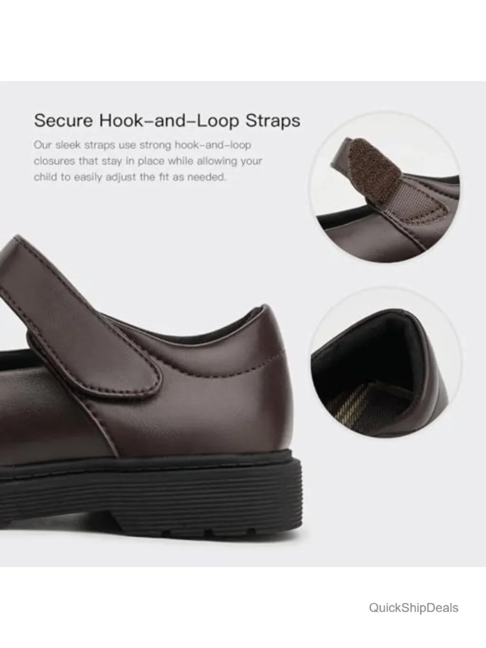 Girls Chunky Oxford Mary Jane Flats School Uniform Shoes Faux Leather